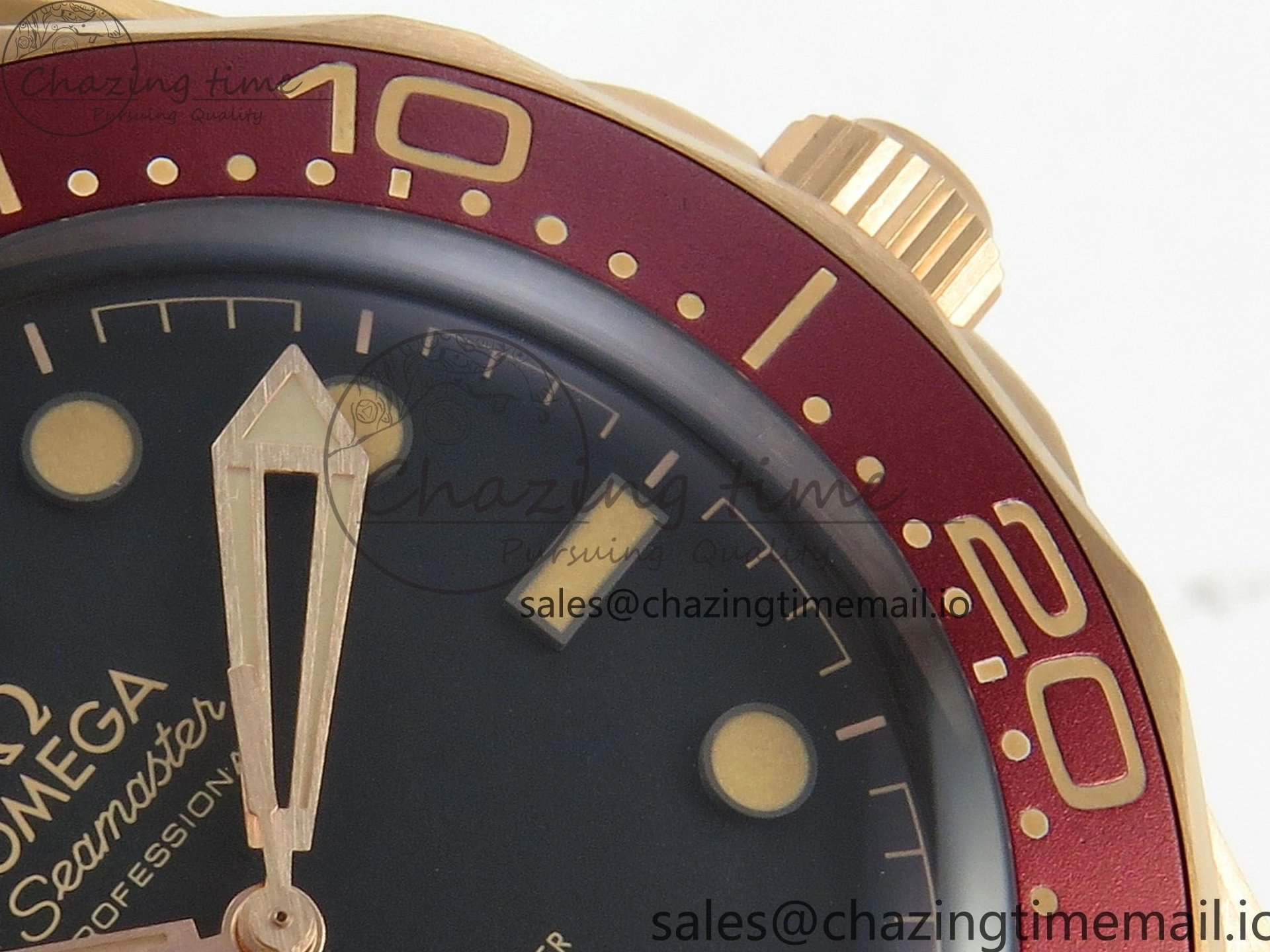 0322 Stylish Seamaster 300M Diver Rose Gold VSF 1:1 Best Edition Black Dial on Mesh Bracelet A 7662